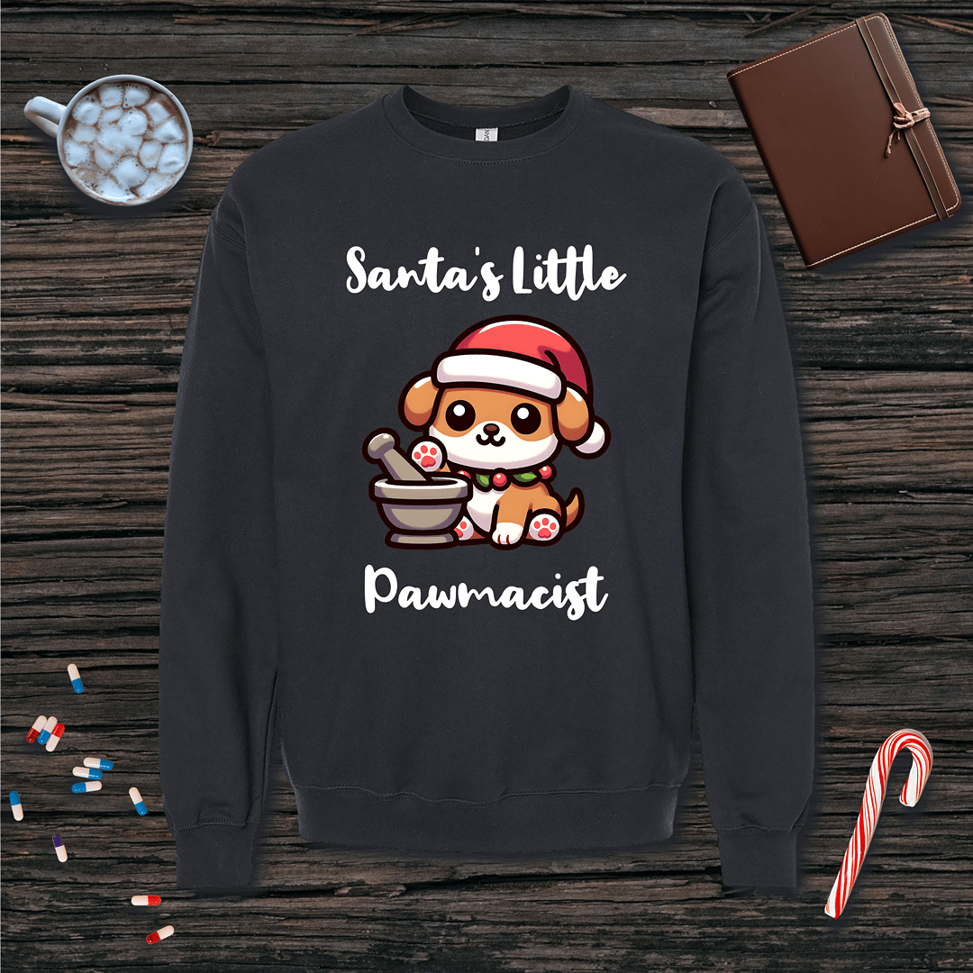 Santa's Little Pawmacist v1 Christmas Fleece Crewneck Sweatshirt