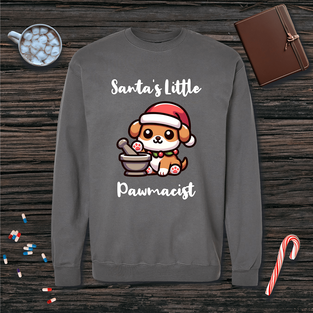Santa's Little Pawmacist v1 Christmas Fleece Crewneck Sweatshirt