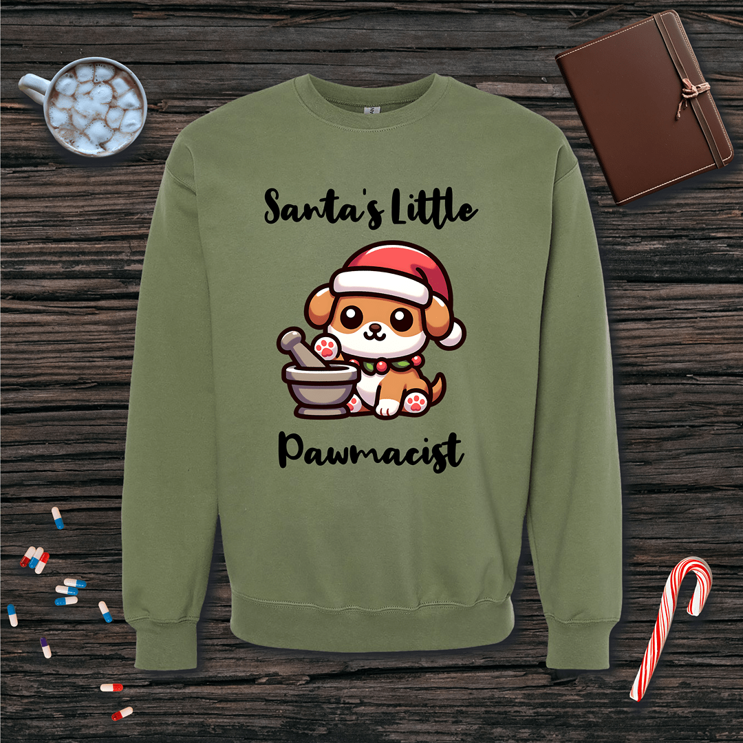 Santa's Little Pawmacist v1 Christmas Fleece Crewneck Sweatshirt