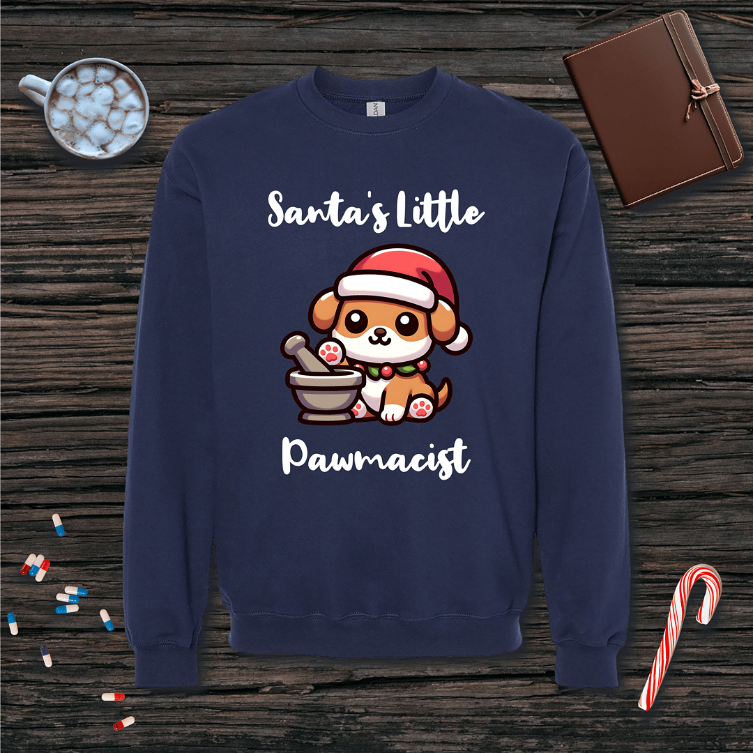 Santa's Little Pawmacist v1 Christmas Fleece Crewneck Sweatshirt