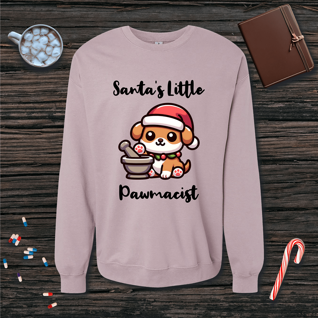 Santa's Little Pawmacist v1 Christmas Fleece Crewneck Sweatshirt