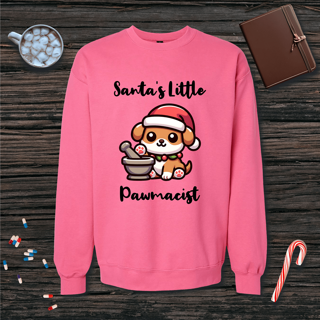 Santa's Little Pawmacist v1 Christmas Fleece Crewneck Sweatshirt