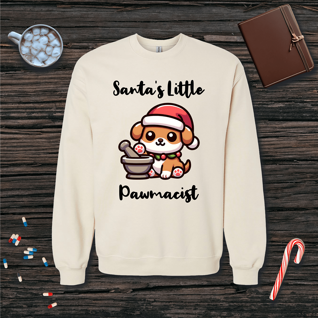 Santa's Little Pawmacist v1 Christmas Fleece Crewneck Sweatshirt