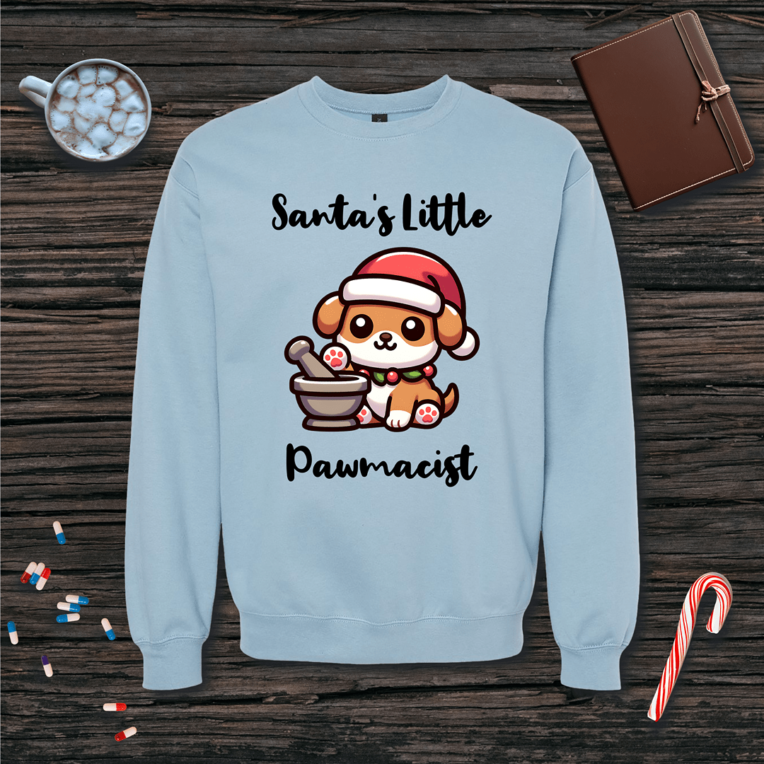 Santa's Little Pawmacist v1 Christmas Fleece Crewneck Sweatshirt