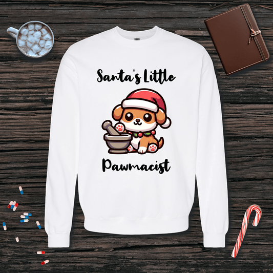 Santa's Little Pawmacist v1 Christmas Fleece Crewneck Sweatshirt