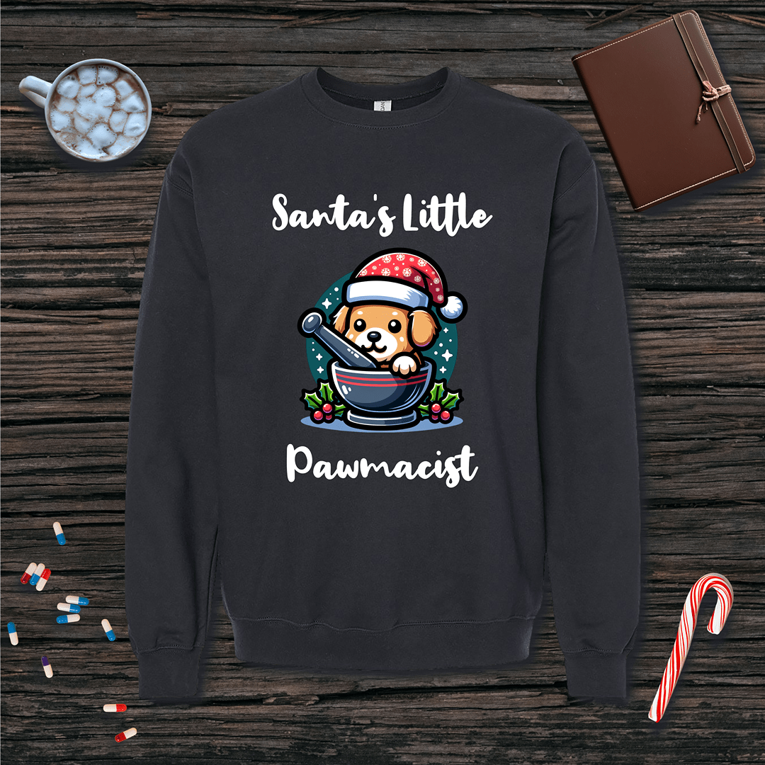 Santa's Little Pawmacist v2 Christmas Fleece Crewneck Sweatshirt