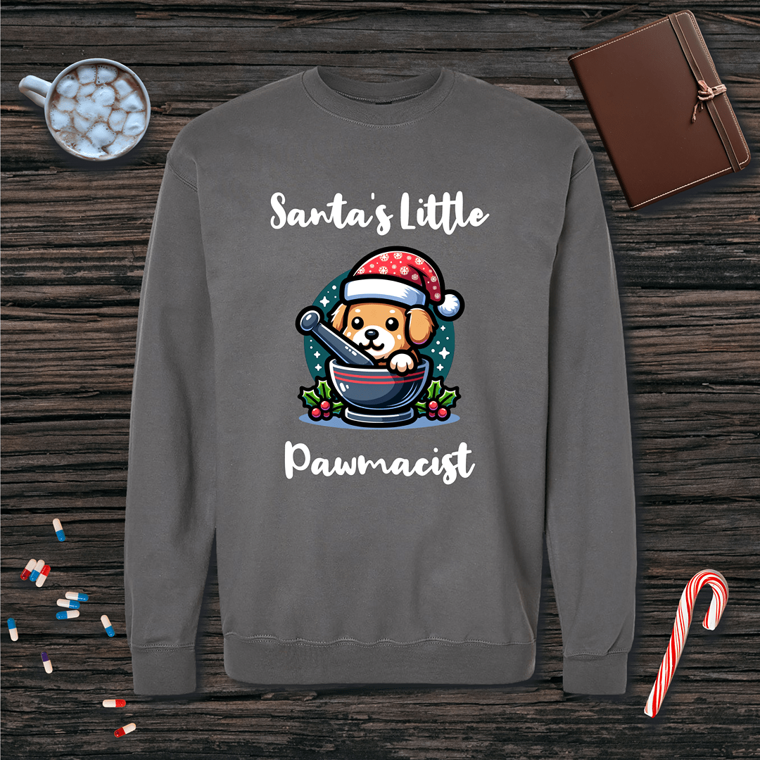 Santa's Little Pawmacist v2 Christmas Fleece Crewneck Sweatshirt