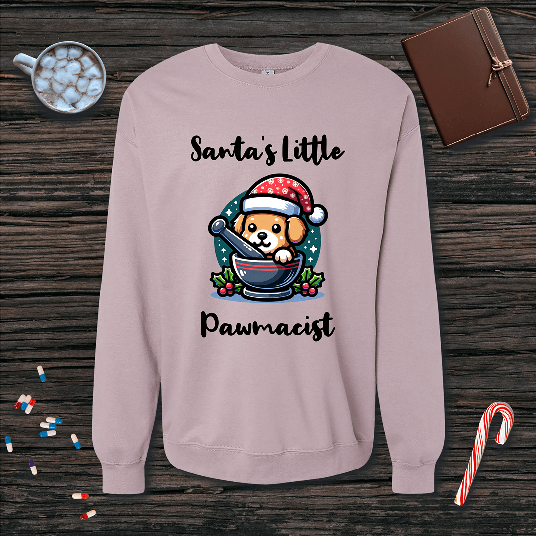Santa's Little Pawmacist v2 Christmas Fleece Crewneck Sweatshirt