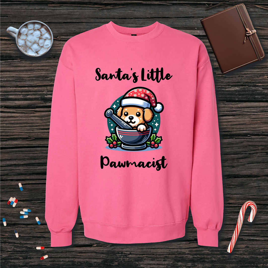 Santa's Little Pawmacist v2 Christmas Fleece Crewneck Sweatshirt