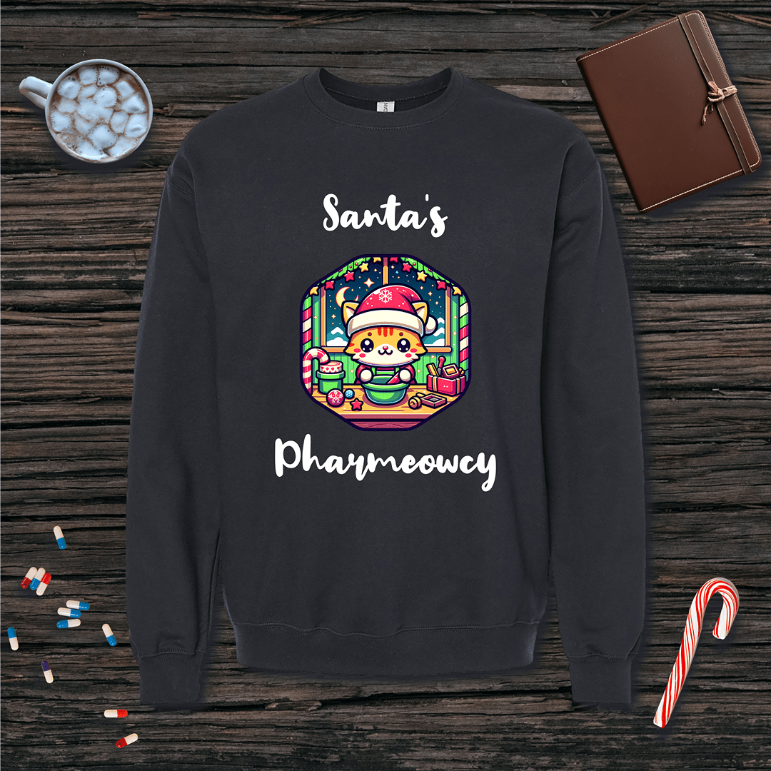 Santa's Pharmeowcy v1 Christmas Fleece Crewneck Sweatshirt