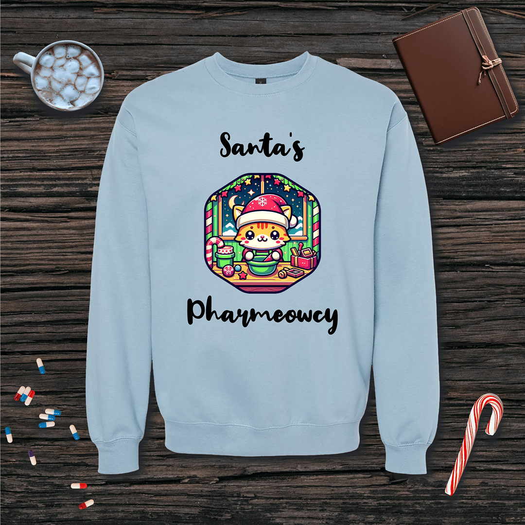 Santa's Pharmeowcy v1 Christmas Fleece Crewneck Sweatshirt