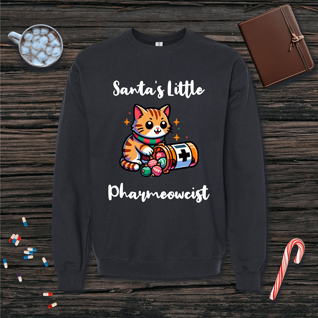 Santa's Little Pharmeowcist Christmas Fleece Crewneck Sweatshirt