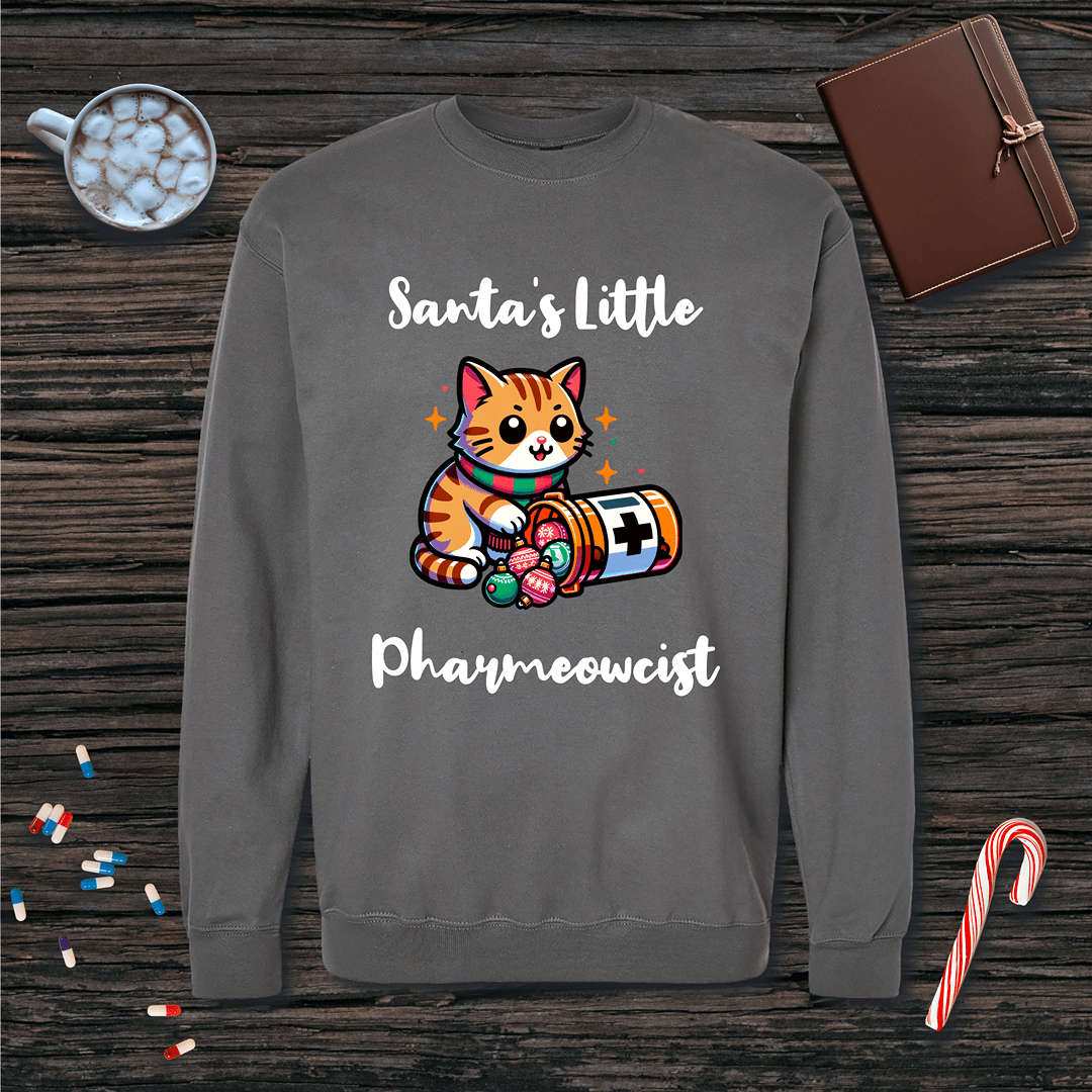 Santa's Little Pharmeowcist Christmas Fleece Crewneck Sweatshirt