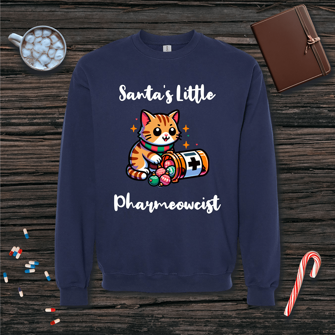 Santa's Little Pharmeowcist Christmas Fleece Crewneck Sweatshirt