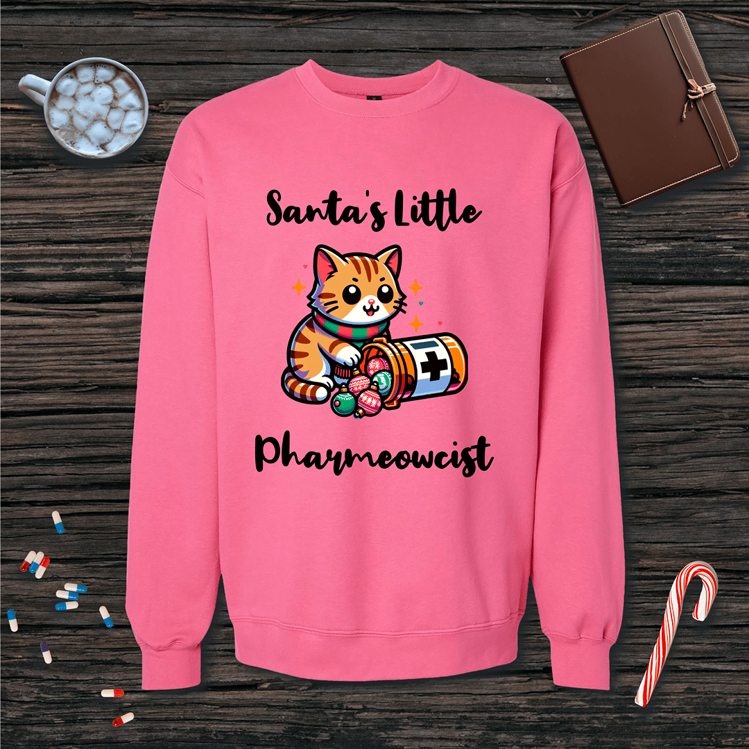 Santa's Little Pharmeowcist Christmas Fleece Crewneck Sweatshirt