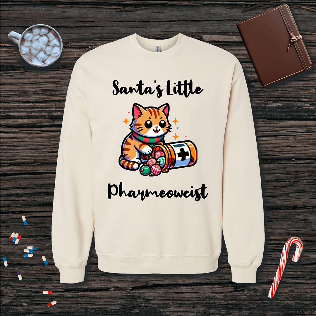 Santa's Little Pharmeowcist Christmas Fleece Crewneck Sweatshirt