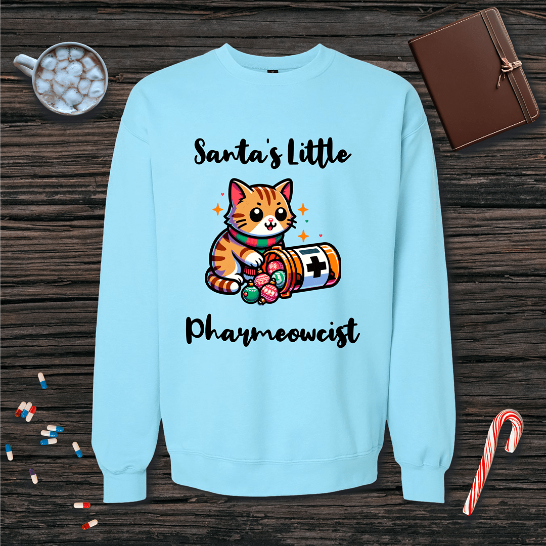Santa's Little Pharmeowcist Christmas Fleece Crewneck Sweatshirt