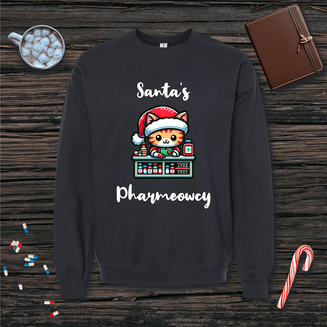 Santa's Pharmeowcy v2 Christmas Fleece Crewneck Sweatshirt