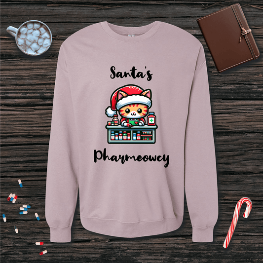 Santa's Pharmeowcy v2 Christmas Fleece Crewneck Sweatshirt