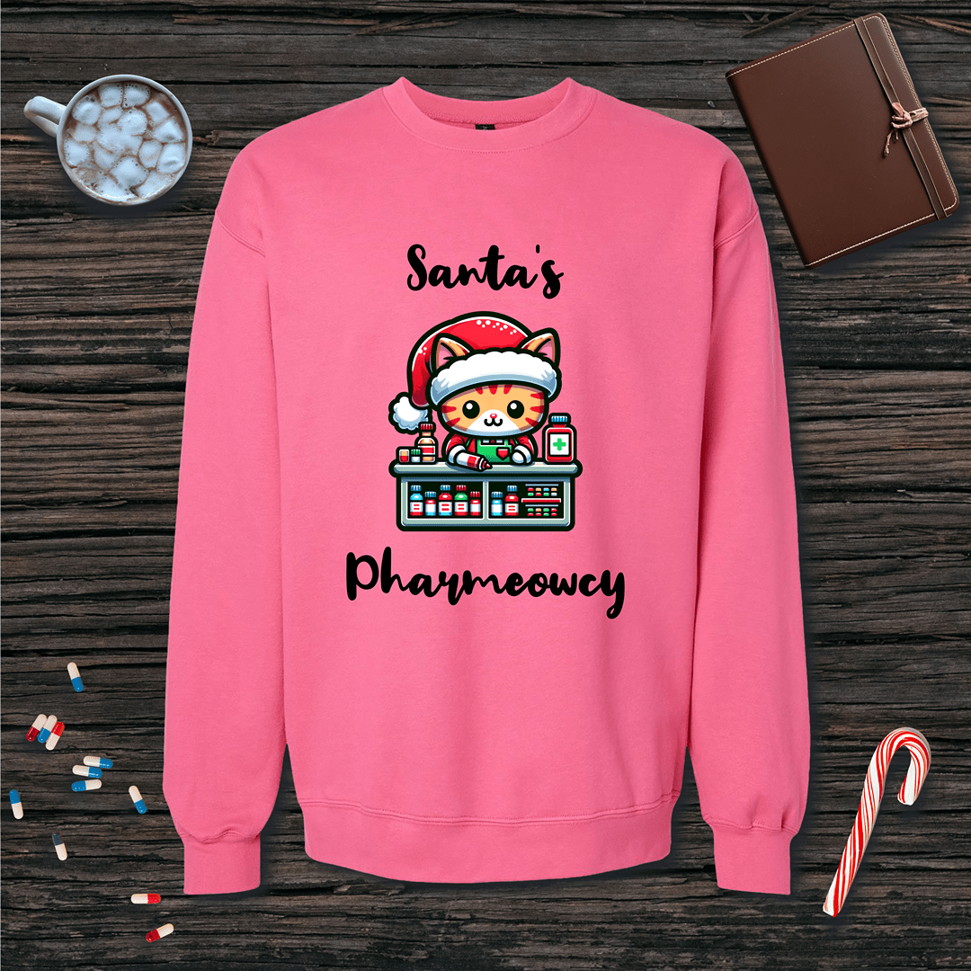 Santa's Pharmeowcy v2 Christmas Fleece Crewneck Sweatshirt