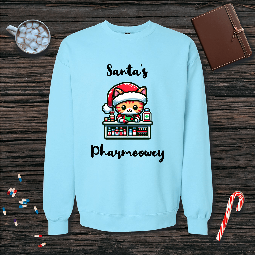 Santa's Pharmeowcy v2 Christmas Fleece Crewneck Sweatshirt