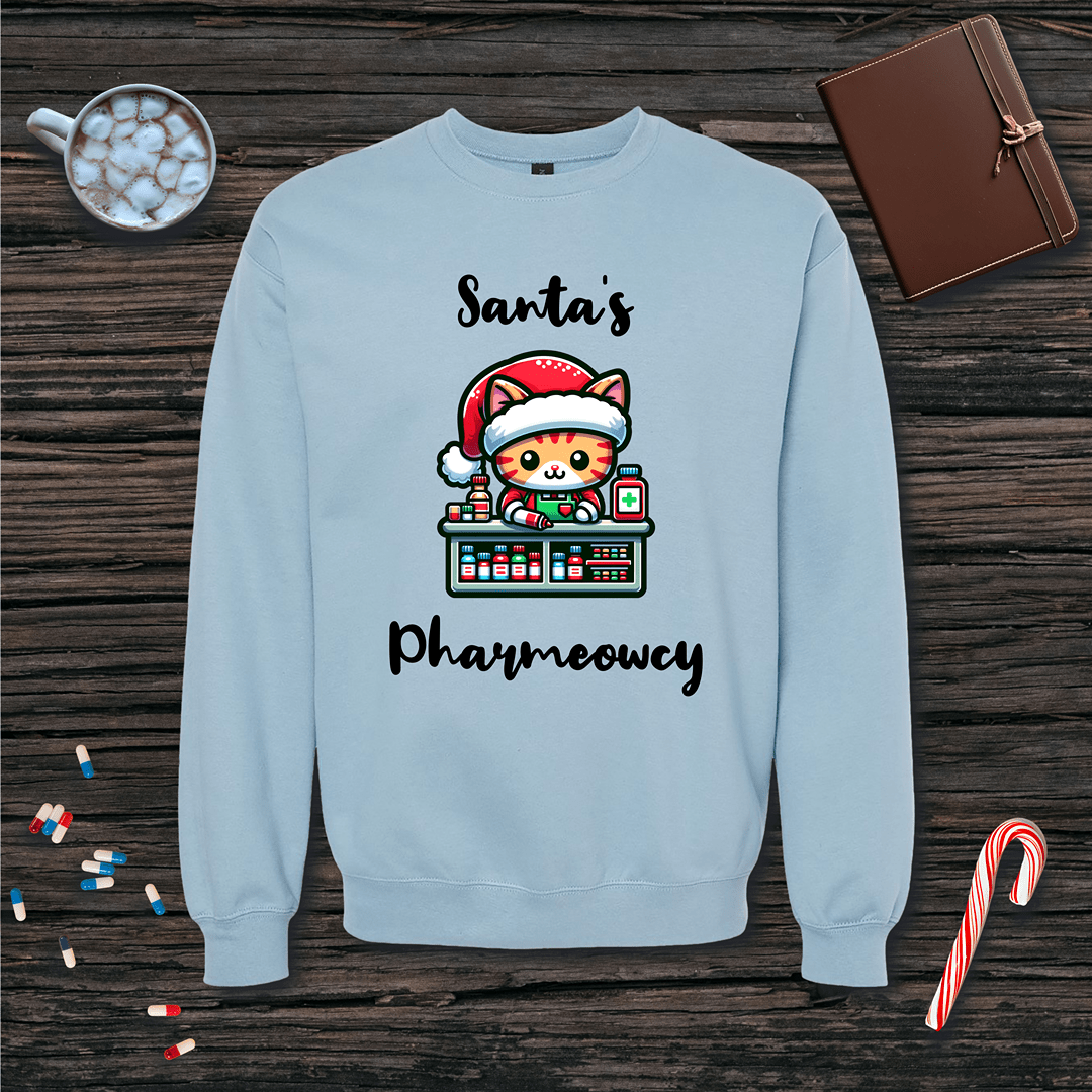 Santa's Pharmeowcy v2 Christmas Fleece Crewneck Sweatshirt