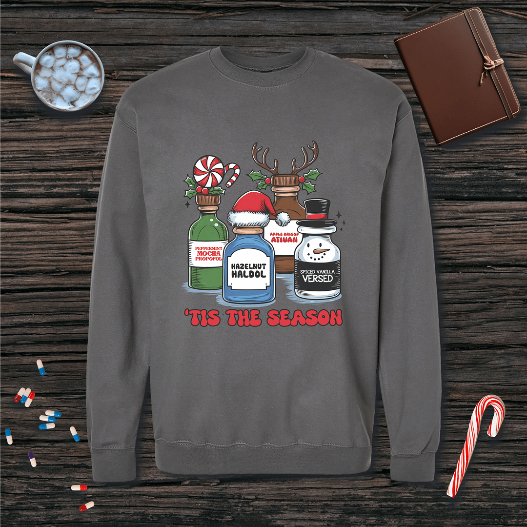 Tis The Season Holiday Meds Christmas Fleece Crewneck Sweatshirt