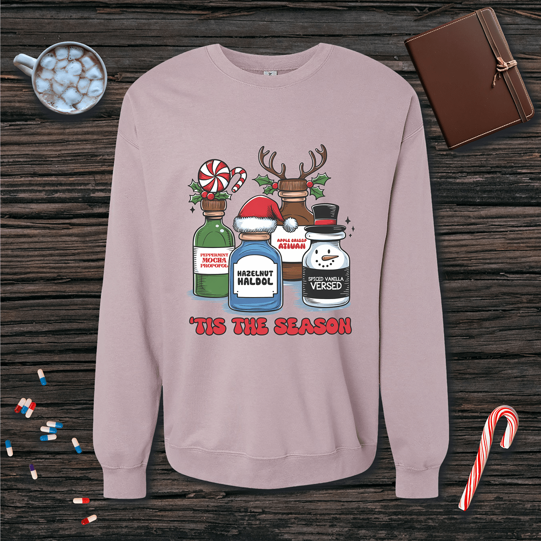 Tis The Season Holiday Meds Christmas Fleece Crewneck Sweatshirt