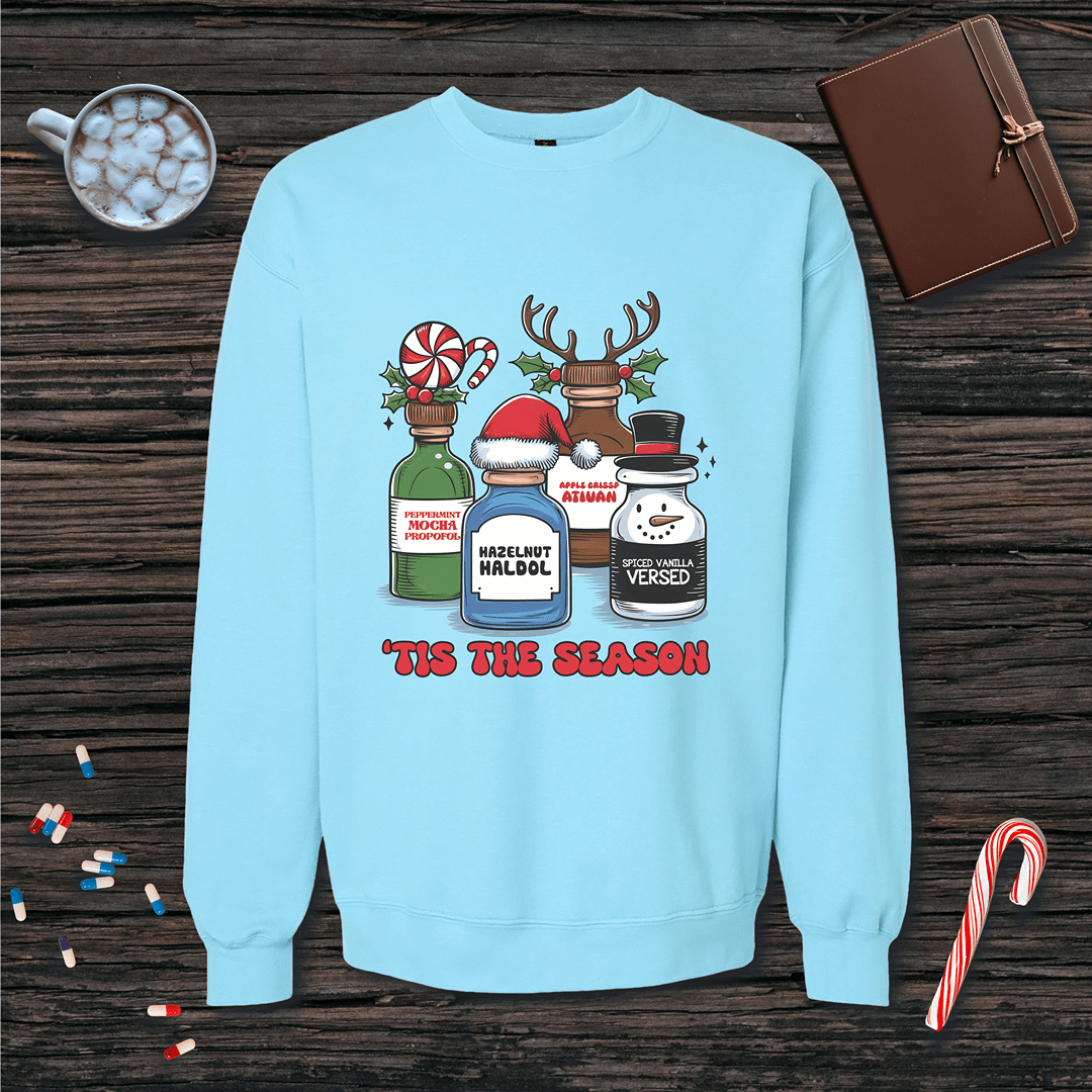 Tis The Season Holiday Meds Christmas Fleece Crewneck Sweatshirt