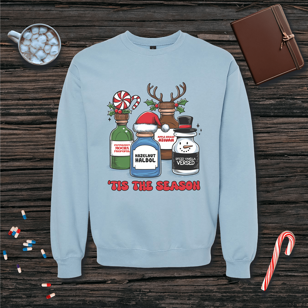 Tis The Season Holiday Meds Christmas Fleece Crewneck Sweatshirt