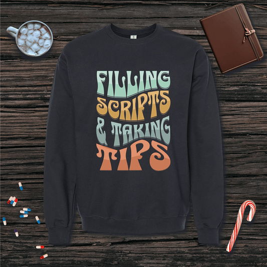 Filling Scripts & Taking Tips Fleece Crewneck Sweatshirt