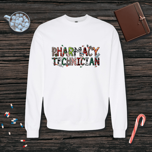 Festive Pharmacy Tech v2 Christmas Fleece Crewneck Sweatshirt