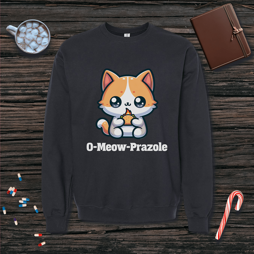 O-Meow-Prazole Fleece Crewneck Sweatshirt