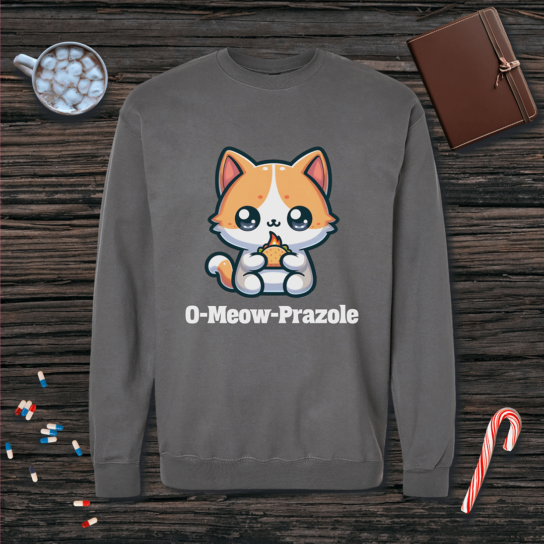 O-Meow-Prazole Fleece Crewneck Sweatshirt