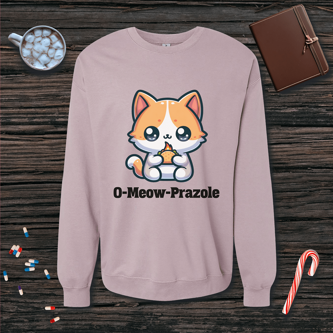 O-Meow-Prazole Fleece Crewneck Sweatshirt