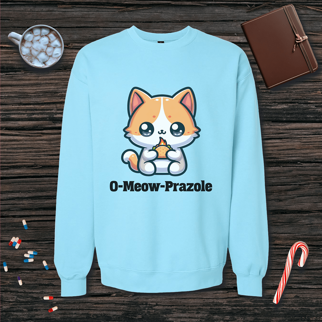 O-Meow-Prazole Fleece Crewneck Sweatshirt