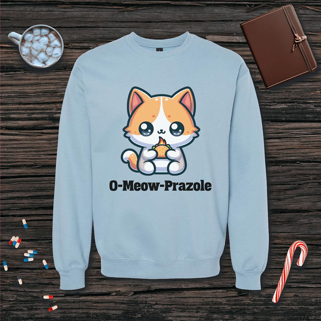 O-Meow-Prazole Fleece Crewneck Sweatshirt