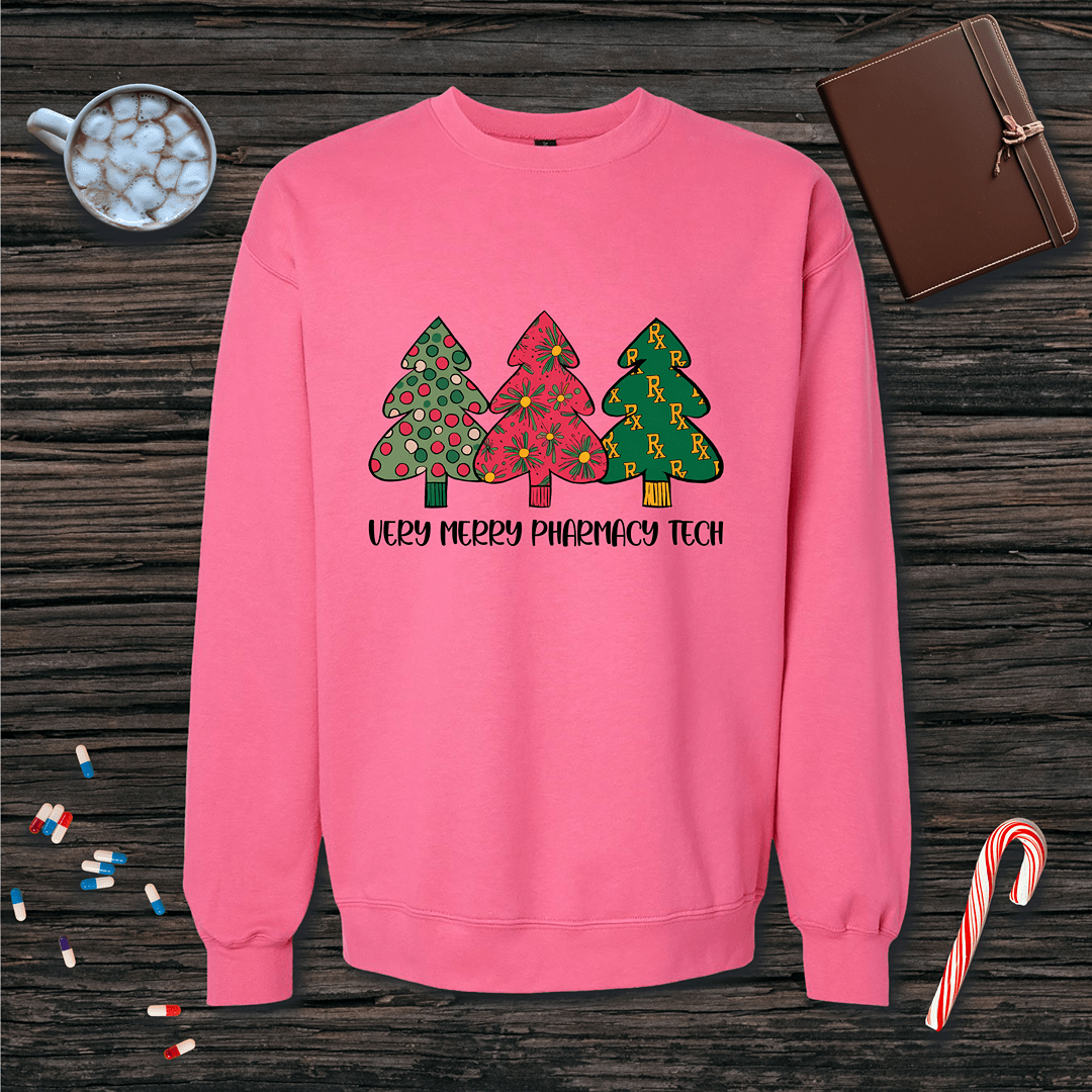 Very Merry Pharmacy Tech Christmas Fleece Crewneck Sweatshirt