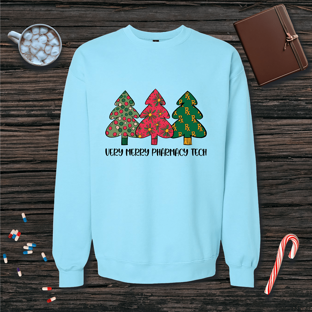 Very Merry Pharmacy Tech Christmas Fleece Crewneck Sweatshirt
