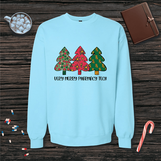 Very Merry Pharmacy Tech Christmas Fleece Crewneck Sweatshirt