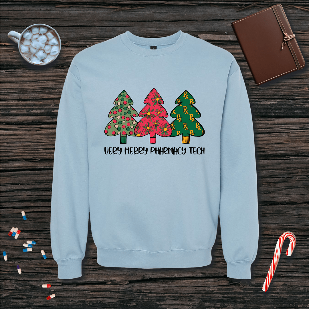 Very Merry Pharmacy Tech Christmas Fleece Crewneck Sweatshirt