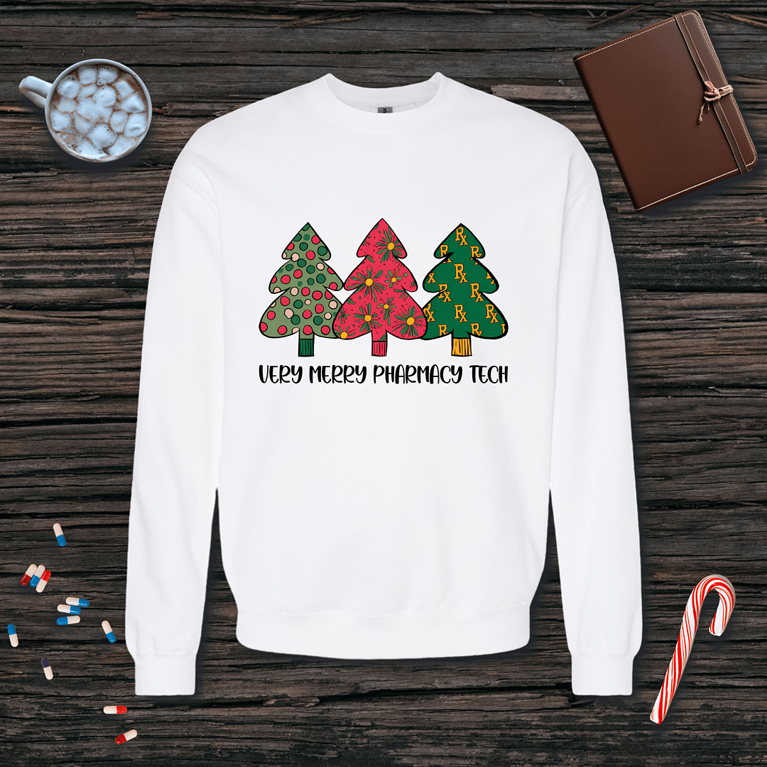 Very Merry Pharmacy Tech Christmas Fleece Crewneck Sweatshirt