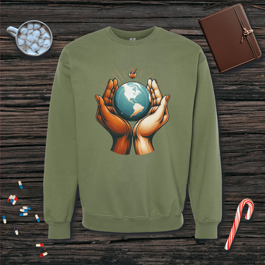 One World One Pharmacy - North & South America Fleece Crewneck Sweatshirt