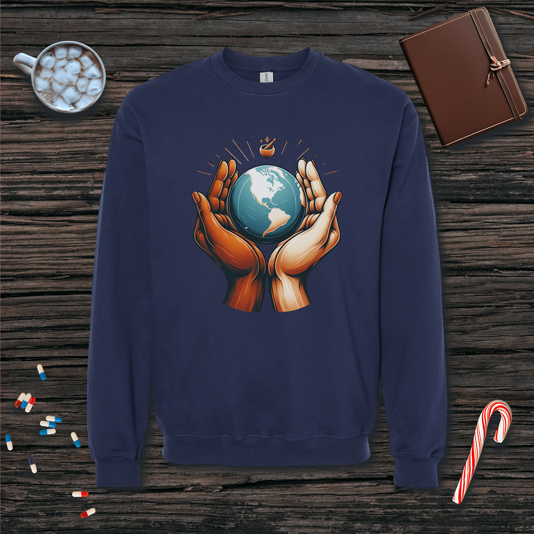 One World One Pharmacy - North & South America Fleece Crewneck Sweatshirt