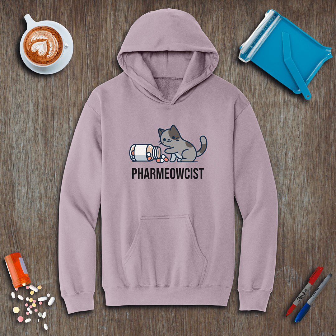 Pharmeowcist - Gray Cat Fleece Hoodie