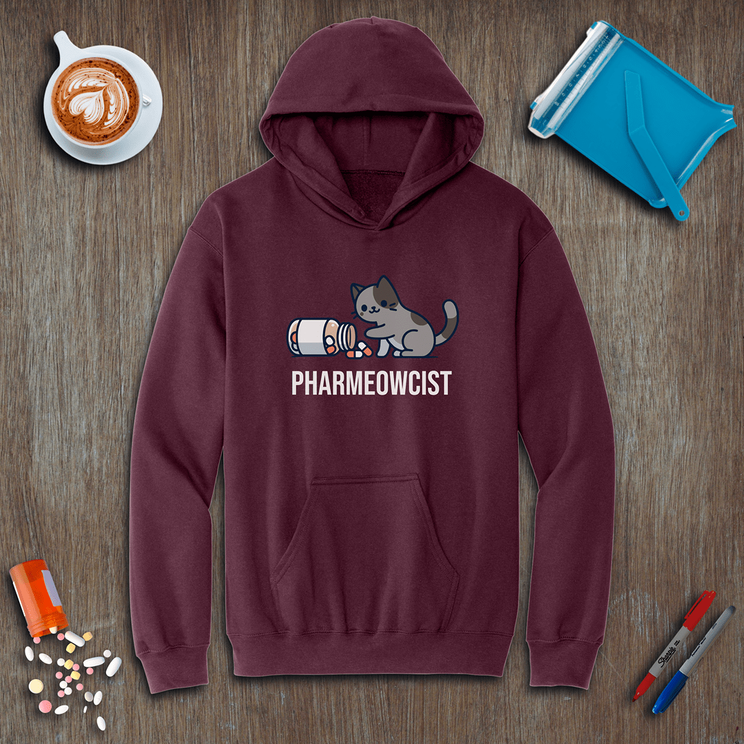 Pharmeowcist - Gray Cat Fleece Hoodie