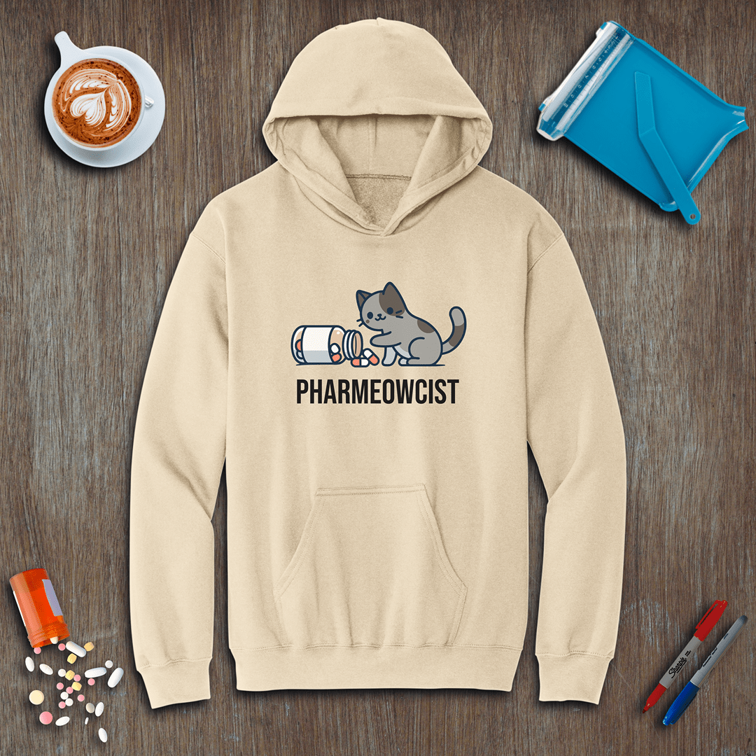Pharmeowcist - Gray Cat Fleece Hoodie