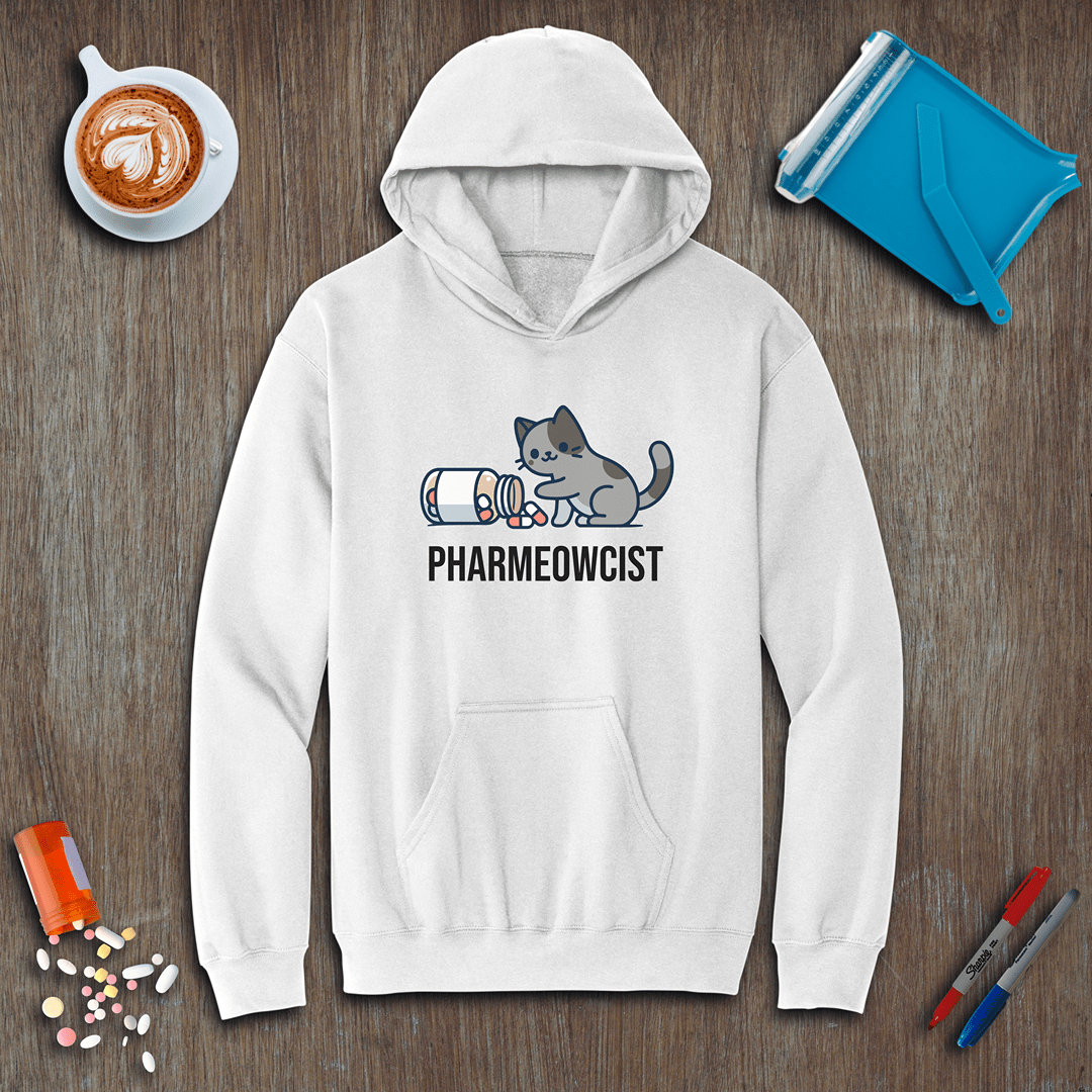 Pharmeowcist - Gray Cat Fleece Hoodie