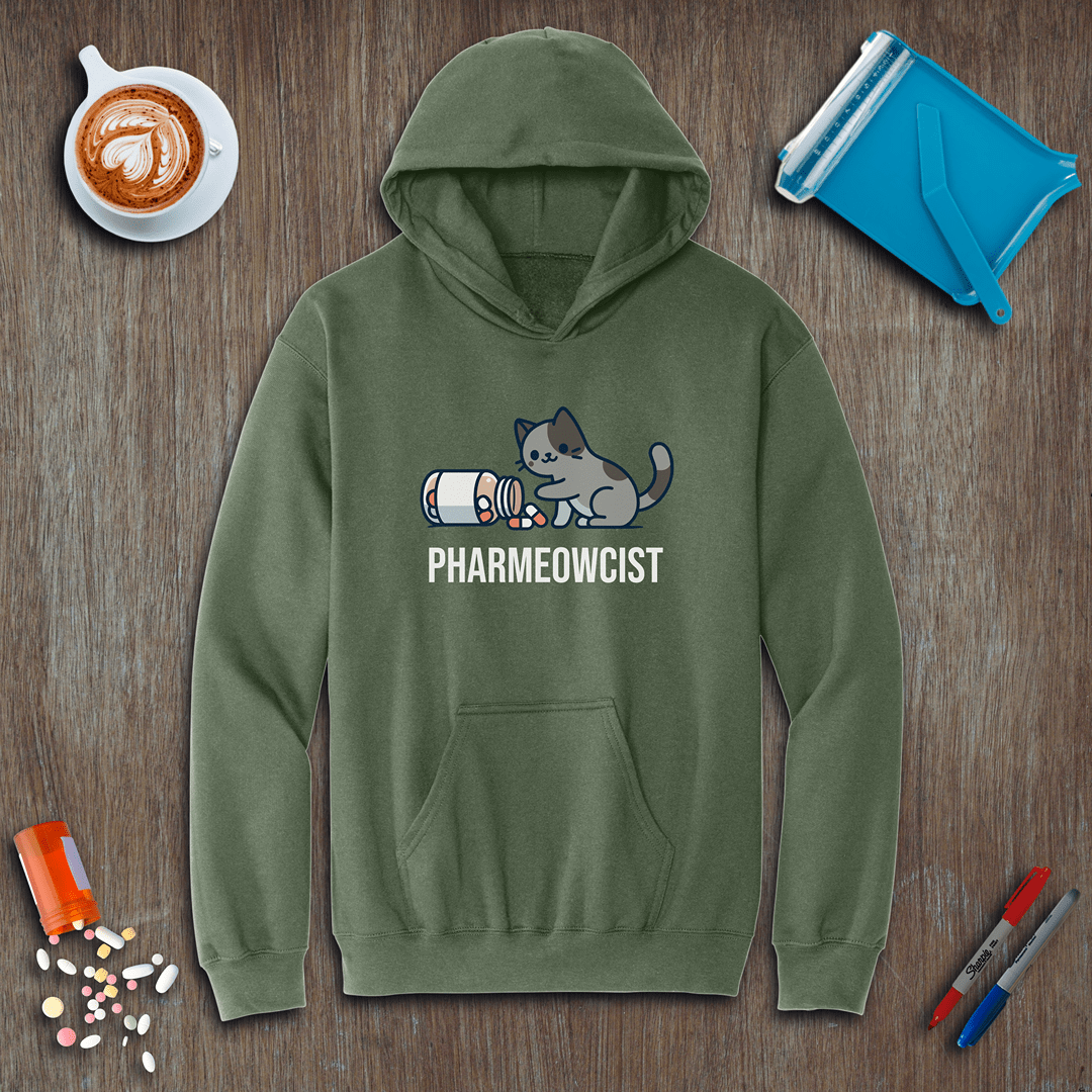 Pharmeowcist - Gray Cat Fleece Hoodie