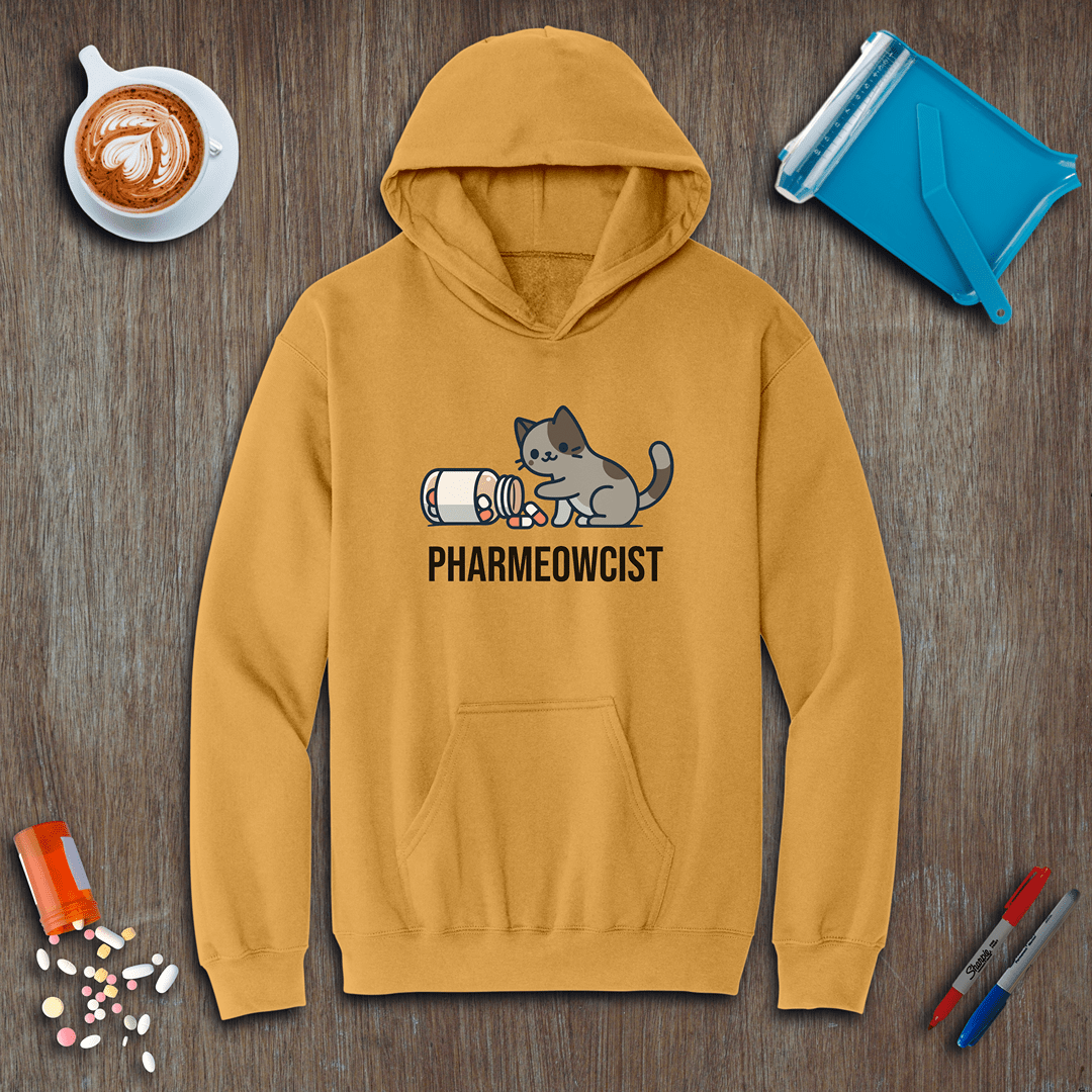Pharmeowcist - Gray Cat Fleece Hoodie
